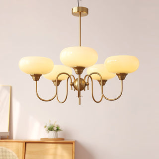 Glass persimmon chandelier mid century vintage creamy pendant