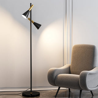 Creative adjustable two-head black modern floor lamp fixture