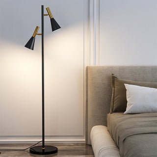 Adjustable black floor lamp side — two heads modern warm