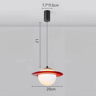 Colorful planet pendant from below — glass modern ceiling fixture
