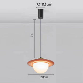 Glass planet pendant close-up — colorful modern ceiling lamp