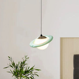 Colorful glass planet pendant light — modern vibrant room lighting
