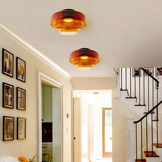 Plafonnier en verre multicouche - Lampe de plafond moderne pour salon avec abat-jour superposés