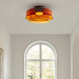 Plafonnier en verre multicouche - Lampe de plafond moderne pour salon avec abat-jour superposés