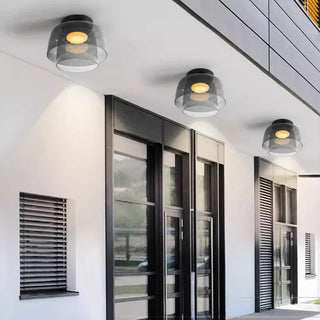 Plafonnier en verre multicouche - Lampe de plafond moderne pour salon avec abat-jour superposés