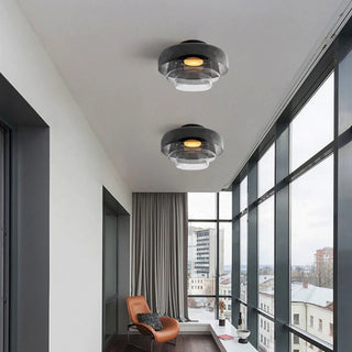 Plafonnier en verre multicouche - Lampe de plafond moderne pour salon avec abat-jour superposés