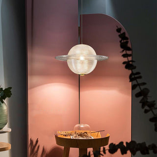 Planet pendant side view — glass modern unique ceiling lamp