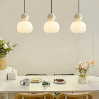 Mini ceramic pumpkin pendant lamp with warm glow