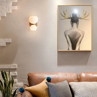 Modern two head glass wall sconce iron illuminated — fixture
