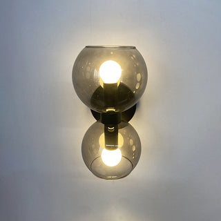 Modern two head iron glass wall lamp — sconce fixture