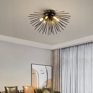 Hedgehog aluminum 6-bulb chandelier front — modern dining room design