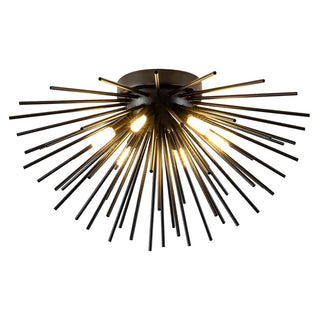 Modern hedgehog aluminum chandelier ambient — 6-bulb dining warm glow