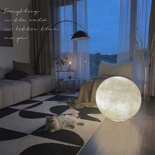 Contemporary fiberglass moon pendant lamp round hanging fixture