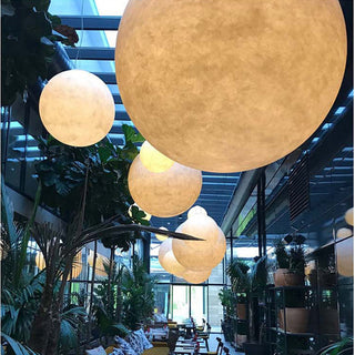 Moon resin floor lamp ambient — dimmable round pendant setting