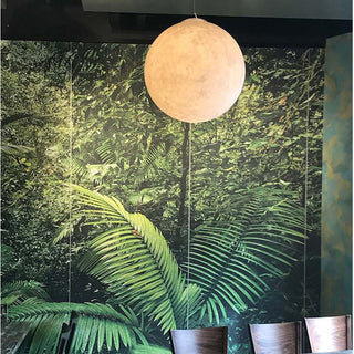 Modern moon-shaped resin pendant light dimmable round ceiling lamp