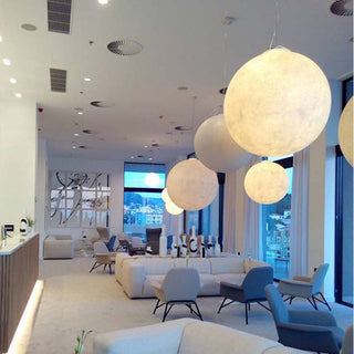 Moon pendant floor lamp detail — resin dimmable warm