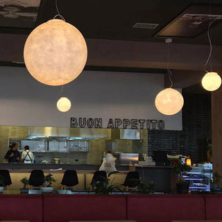 Modern resin fiberglass round pendant lamp moon ceiling fixture