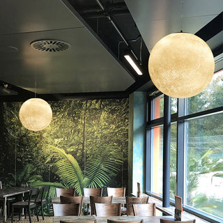 Contemporary round fiberglass pendant lamp moon design bedroom