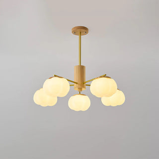 Living room chandelier wooden cotton ball cream pendant