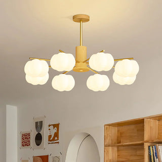 Contemporary wooden chandelier cotton ball cream pendant ceiling
