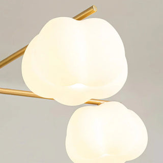 Cotton ball chandelier wooden cream finish living room lamp