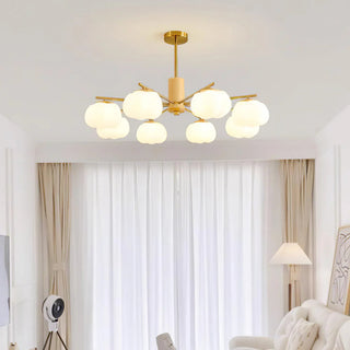 Contemporary cream wooden cotton ball chandelier ceiling lamp
