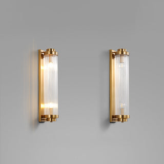 Metal crystal pillar wall sconce detail — modern opulent glass