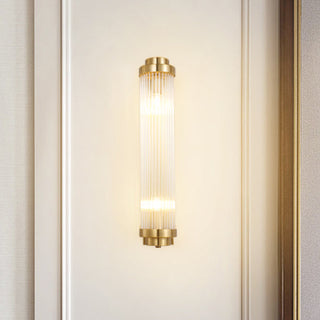 Metal crystal pillar wall sconce ambient — modern opulent