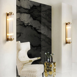 Modern crystal pillar wall lamp angle — opulent glass metal