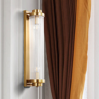 Opulent glass crystal pillar metal wall sconce — modern