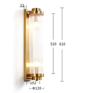 Crystal metal pillar wall lamp modern — opulent sconce