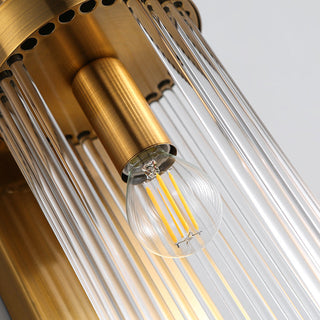 Metal glass crystal pillar wall sconce modern — opulent
