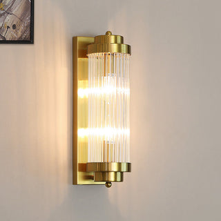 Crystal pillar wall lamp modern metal — opulent glass sconce