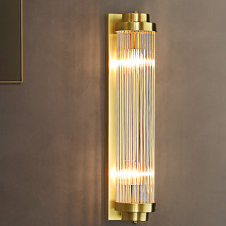Modern opulent crystal pillar glass wall lamp — metal