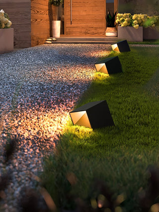 Solar Garden Lamp – Compact Black Steel Bollard With Warm Outdoor Lighting