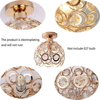 Lámpara de Techo de Cristal Dorado - Elegante Lámpara de Pasillo con Vidrio y Hierro