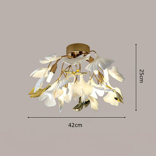 Modern Ceiling Lamp – White Flower Petal Ceramic Light for Living Room Lighting