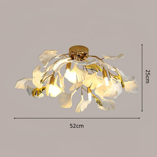 Modern Ceiling Lamp – White Flower Petal Ceramic Light for Living Room Lighting