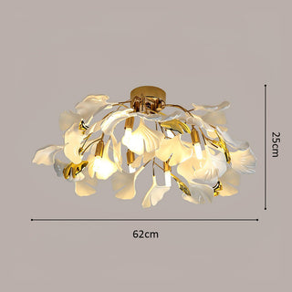 Modern Ceiling Lamp – White Flower Petal Ceramic Light for Living Room Lighting