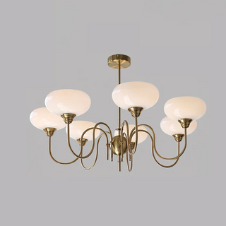 Mid century creamy persimmon glass chandelier vintage ceiling