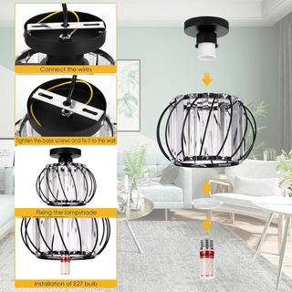 Glass Hallway Ceiling Light - Modern Luxury Semi-Flush Mount Fixture with Iron & Glass