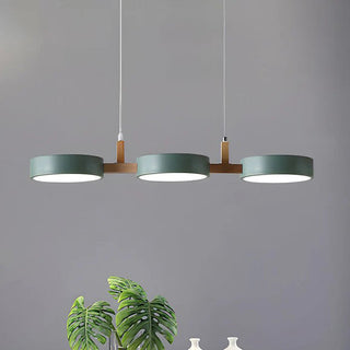 Modern pendant with three adjustable heads iron wood