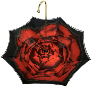Women's red umbrella double canopy Swarovski handle open