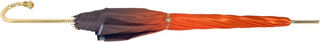Elegant orange satin umbrella double canopy gold handle