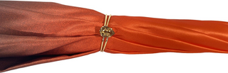 Women's orange double canopy satin umbrella gold handle top