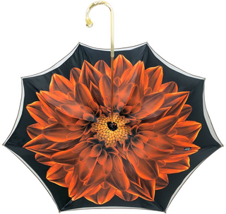 Exclusive orange satin double canopy umbrella gold frame