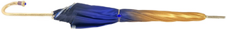 Luxurious blue double canopy umbrella – open full view