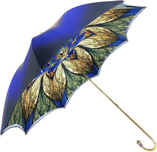 Blue luxury umbrella – Swarovski crystal handle close-up