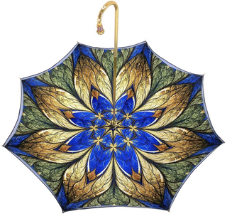 Luxurious blue Italian umbrella – Swarovski folded view