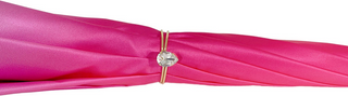 Women's pink rose umbrella Swarovski handle top view